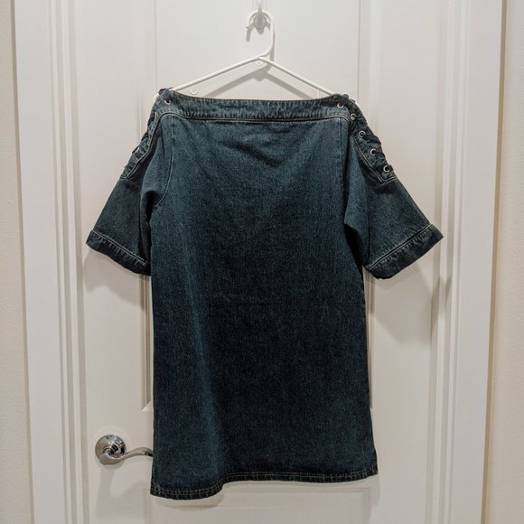 Anthropologie Denim Open-Shoulder Shift Dress - Picture 5 of 7